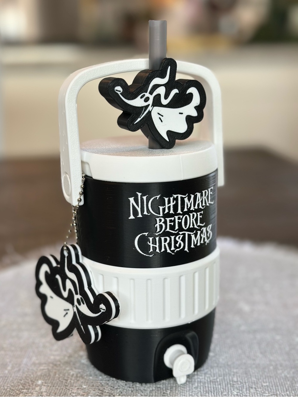 Nightmare Before Christmas Can Cooler with Zero Straw Topper and Tab Opener